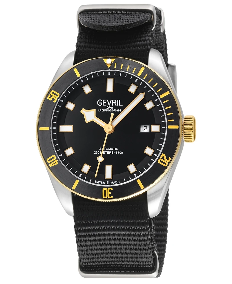 Gevril Men's Swiss Made Yorkville Swiss Automatic Nylon Strap Watch