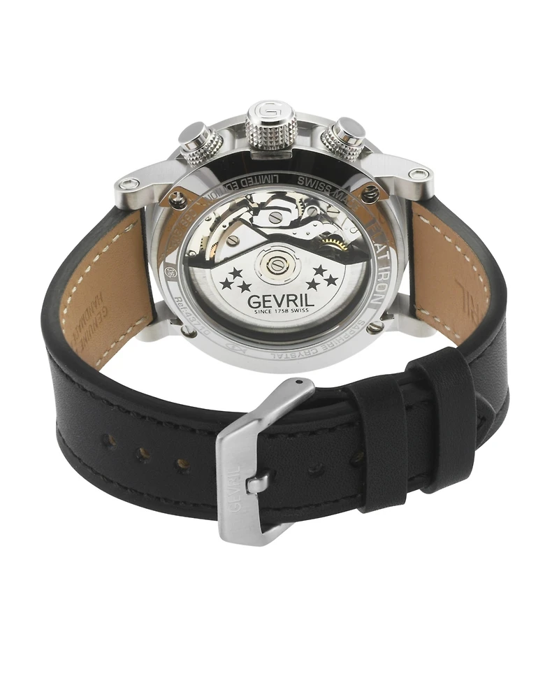 Gevril Men's Swiss Made Flat Iron Swiss Automatic Italian Leather Strap Watch