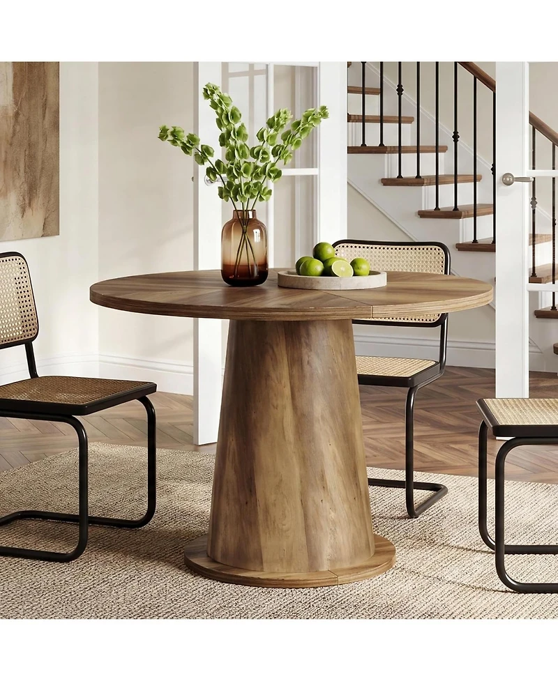 Tribesigns Small Round Dining Table for 2-4 People, 31.5" Wooden Kitchen Table with Thickened Tabletop, Mid-Century Modern Dinner Table