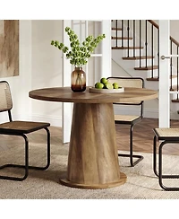 Tribesigns Small Round Dining Table for 2-4 People, 31.5" Wooden Kitchen Table with Thickened Tabletop, Mid-Century Modern Dinner Table