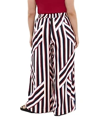 City Chic Plus Haylee Pull-On Wide-Leg Stripe Pants