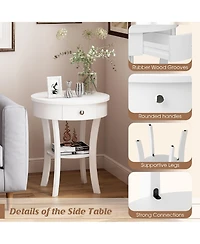 Costway 2-tier Side End Sofa Table Round Nightstand for Bedroom Living Room