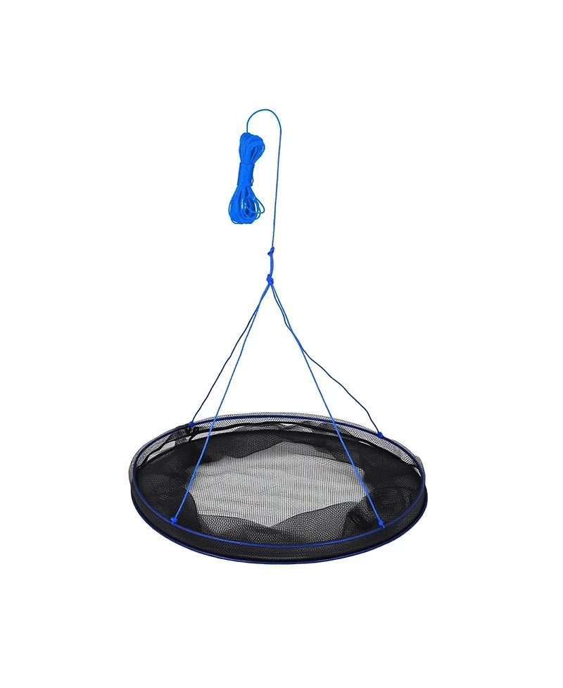 Hongge Double Ring Drop Net 31.5 in Fish-Friendly Foldable Pier Landing Trap with Rope and Storage Bag