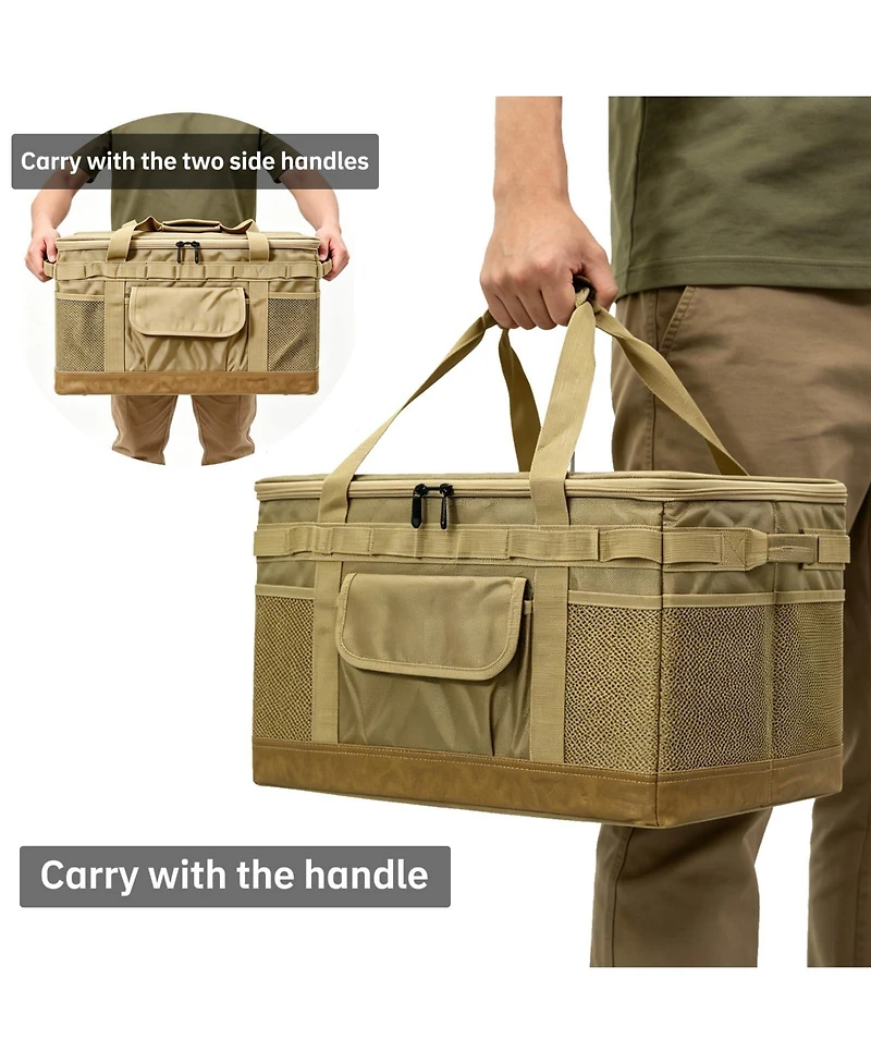 Piscifun Waterproof Foldable Camping Storage Bag Utility Tote With Axe Holder Outdoor Organizer For Hiking Picnic Bbq