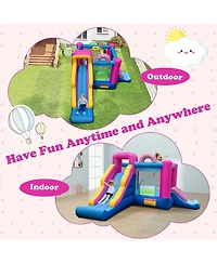Hongge Inflatable Bounce House with Dual Slides and Basketball Hoop, 179" x 133" x 79", Ages 3-12