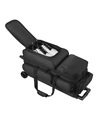 Hongge Double Roller 3 Ball Bowling Bag on Wheels Featuring Shoe Storage and Oversized Accessory Pocket
