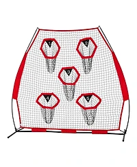 Hongge 7 x 7 ft Quarterback Throwing Practice Net Featuring 5 Target Pockets and Reinforced Base for Passing Drills
