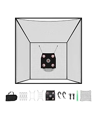 Hongge Golf Driving Cage 10 x 10 x 10 feet with 3-Ply Knotless Polyester Net and 9-Hole Target for Backyard Practice