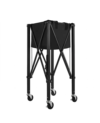 Hongge Foldable Aluminum Tennis Ball Basket Cart for 120 Balls Featuring Rubber Swivel Wheels and Storage Bag