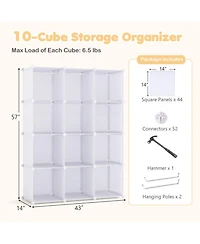 Hongge Stackable 10-Cube Kids Wardrobe Organizer with Hanging Rod