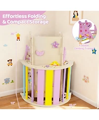 Hongge 8-in-1 Foldable Montessori Wooden Climbing Set, Ages 3+
