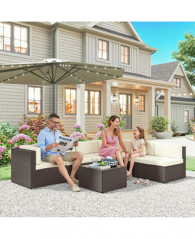 Outsunny 7-Piece Outdoor Patio Furniture Set w/ Rat Wicker,