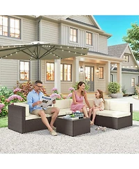 Outsunny 7-Piece Outdoor Patio Furniture Set w/ Rat Wicker,