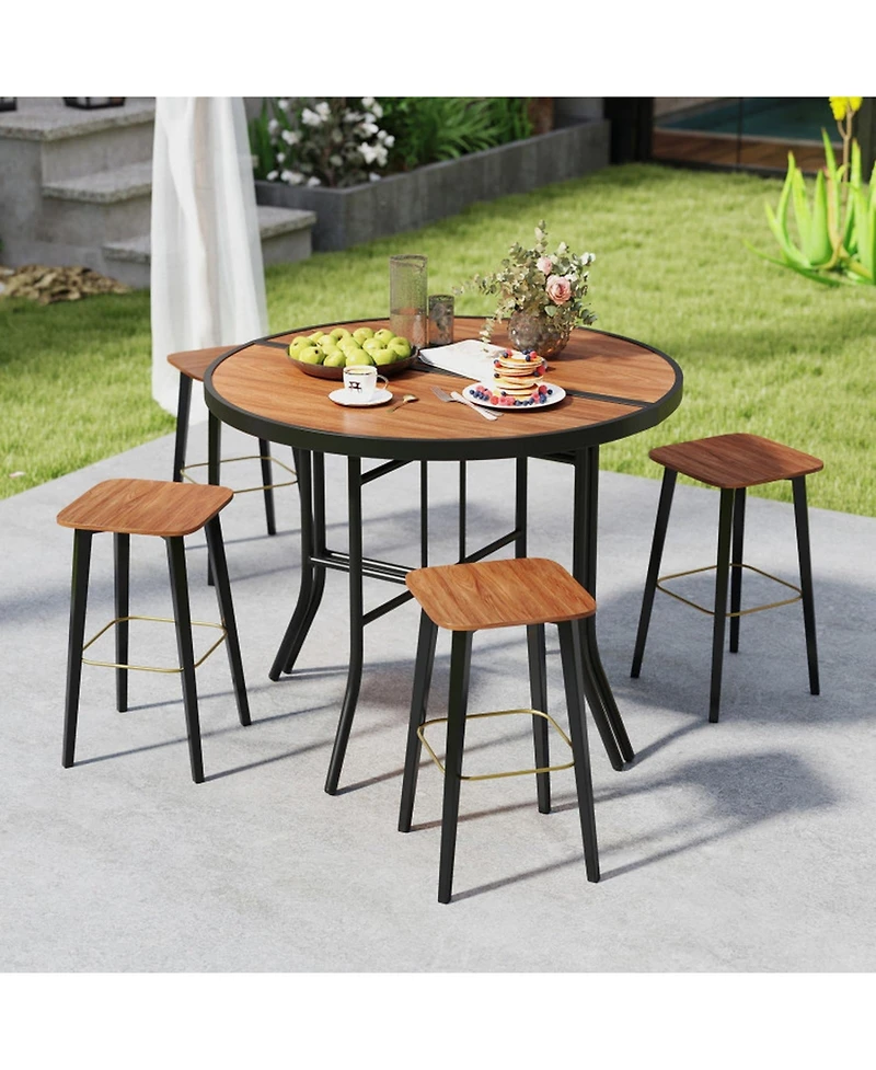 Gouun Outdoor Half-Round Folding Event Table with Metal Frame, 35.5 in Wide for Patio and Garden