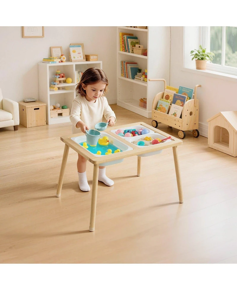 Hongge Reversible Wooden Sensory-Play Activity Table, Ages 3+