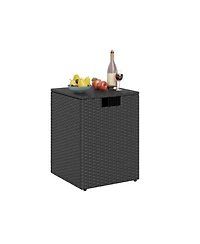 Gouun Rattan Propane Tank Cover Side Table with Flip-Top Lid