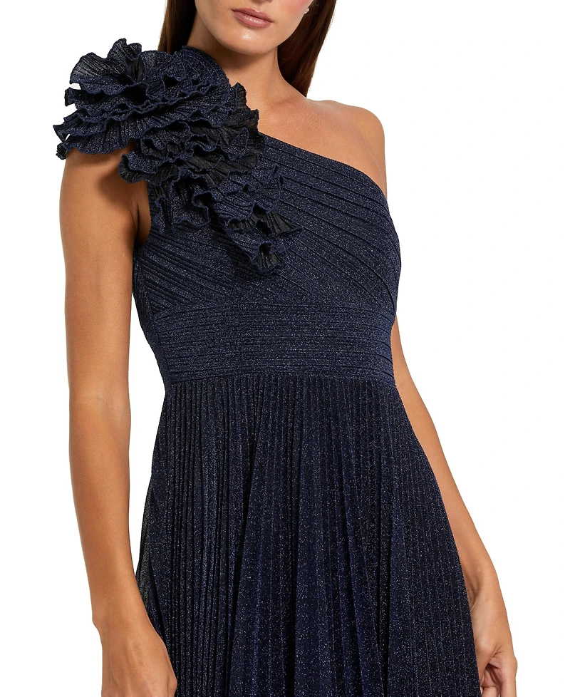 Mac Duggal Women's One-Shoulder Pleated Ruffle Gown