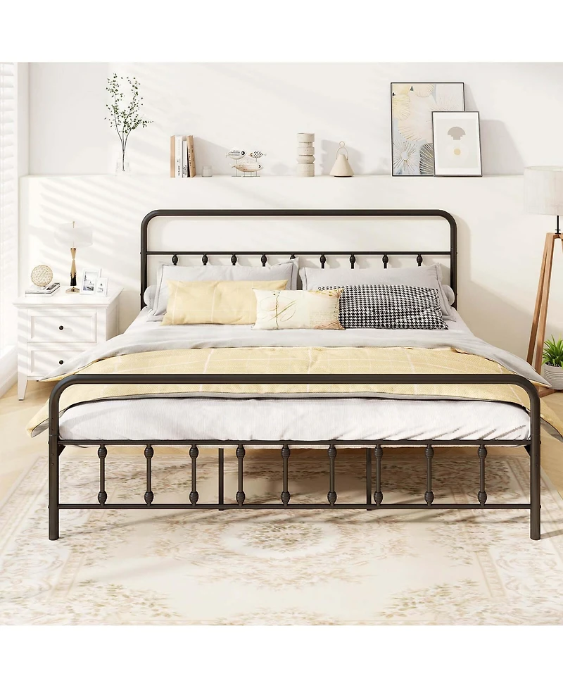 Costway Bed Frame with Headboard Under Bed Storage No Box Spring
