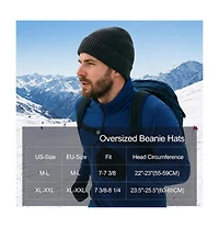 Piscifun Oversize Merino Wool Fleece Lined Winter Beanie Hat For Big Heads