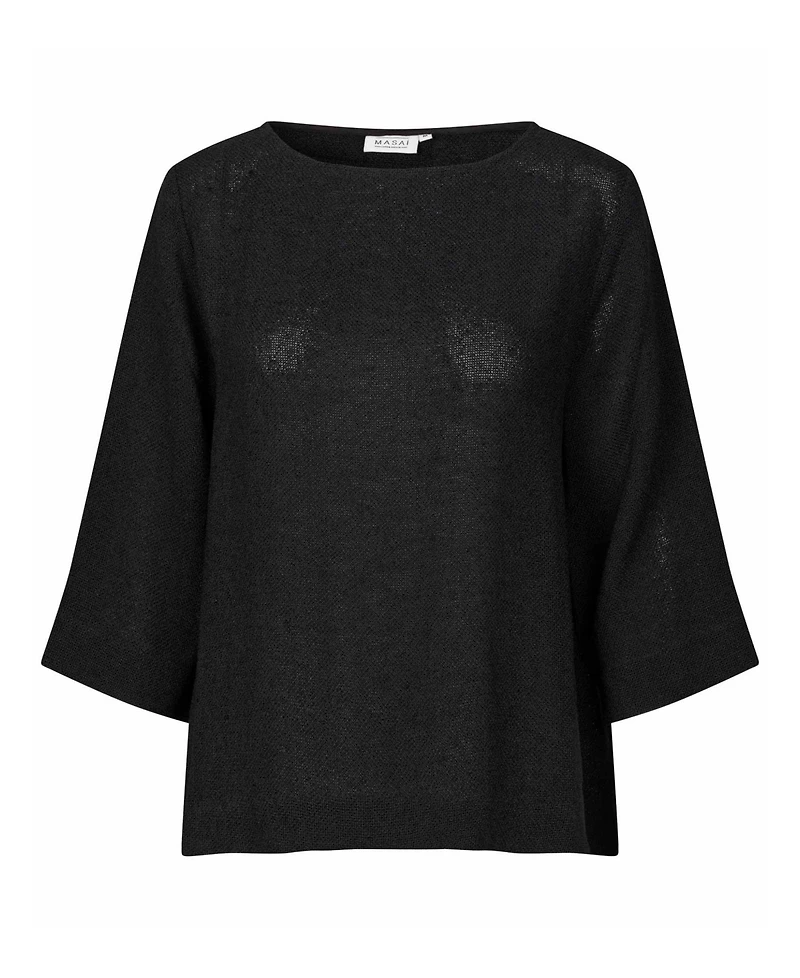 Masai Copenhagen Women's Dovinia 3/4 Sleeve Round Neck Blouse