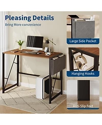 homfan 39.4-inch Folding Desk – Writing Computer Table with Storage Bag and Hook, Space-Saving for Bedroom and Apartment