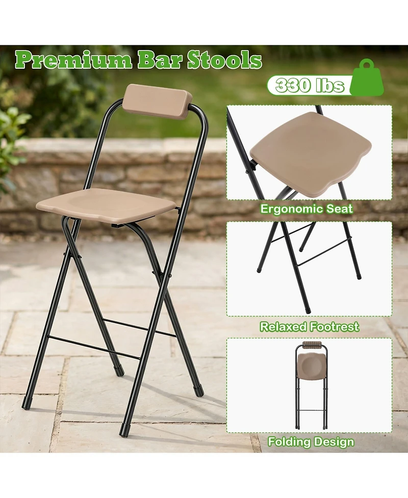 Gymax 2 Piece Folding Bar Stools with Ergonomic Seat and Comfortable Footrest Anti-Slip Feet