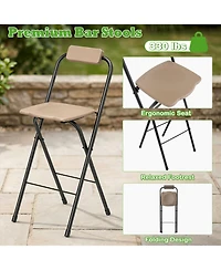 Gymax 2 Piece Folding Bar Stools with Ergonomic Seat and Comfortable Footrest Anti-Slip Feet