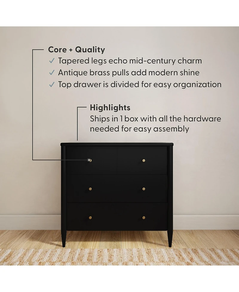 Harbor 3 Drawer with Divided Top-Drawer Dresser