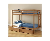Grain & Grove Bear Furniture Plywood Twin/Twin with Underbed Storage Drawers, Oak Embossed Pecan