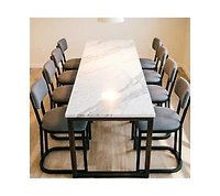 homfan Set of 8 Counter Height Bar Stools, Curved Back with Metal Frame, Upholstered Tall Barstools for Kitchen