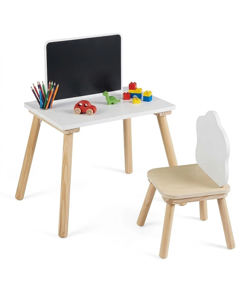 Sugift Kids Weaning Table and Chair Set with Chalkboard