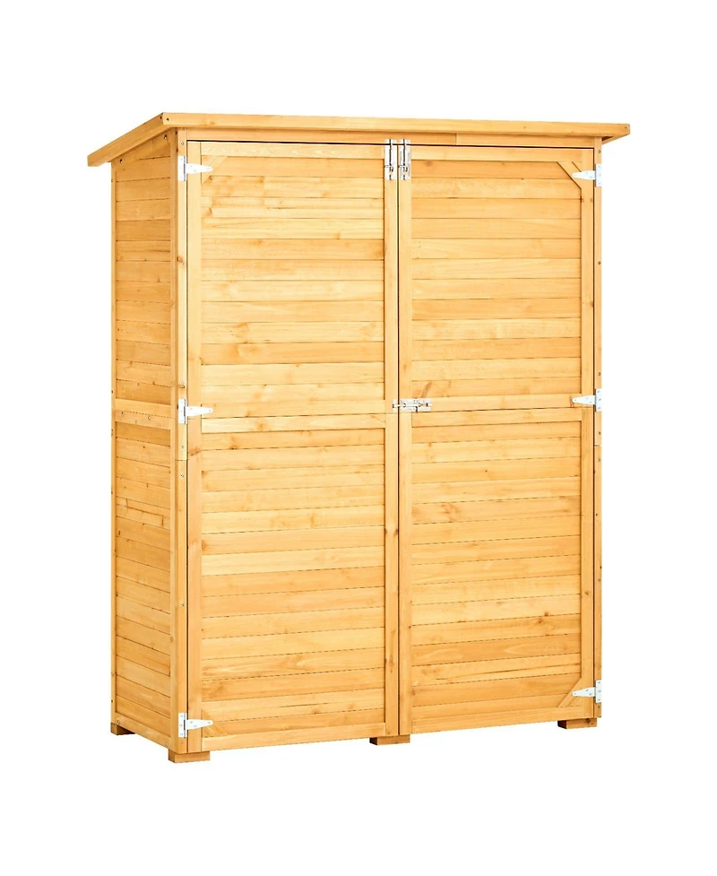 Gouun Cedar Wood Outdoor Storage Shed with Waterproof Roof and Lockable Doors