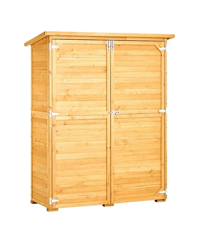 Gouun Cedar Wood Outdoor Storage Shed with Waterproof Roof and Lockable Doors