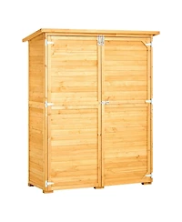 Gouun Cedar Wood Outdoor Storage Shed with Waterproof Roof and Lockable Doors