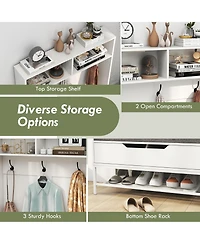 Sugift 69 in Tall 4-in-1 Hall Tree Coat Rack with Seat Cushion and Shoe Storage