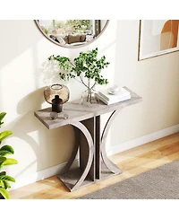 Sugift 39.5 in Rectangular Console Table with Geometric C-Shaped Frame for Entryway