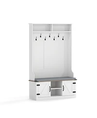 Sugift 4-in-1 68.5in Hall Tree Coat Rack with Cushioned Bench Shoe Storage and 7 Hooks