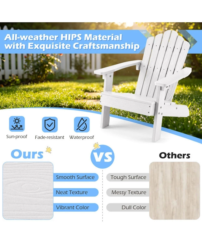 Sugift Kids All-Weather Adirondack Chair with Tilted High Backrest for Children