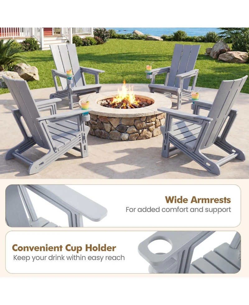 Sugift Hdpe Outdoor Adirondack Chairs with Cup Holder