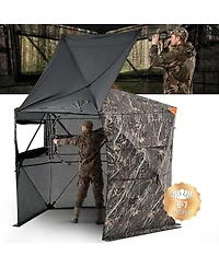 Hongge Large 84 x 84 in Hunting Ground Blind 288 Degree 5-Side See-Through for 6 to 7 Hunters