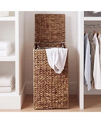 Best Choice Products Small Laundry Hamper With Lid, Handwoven Basket, Washable Liner and Handles