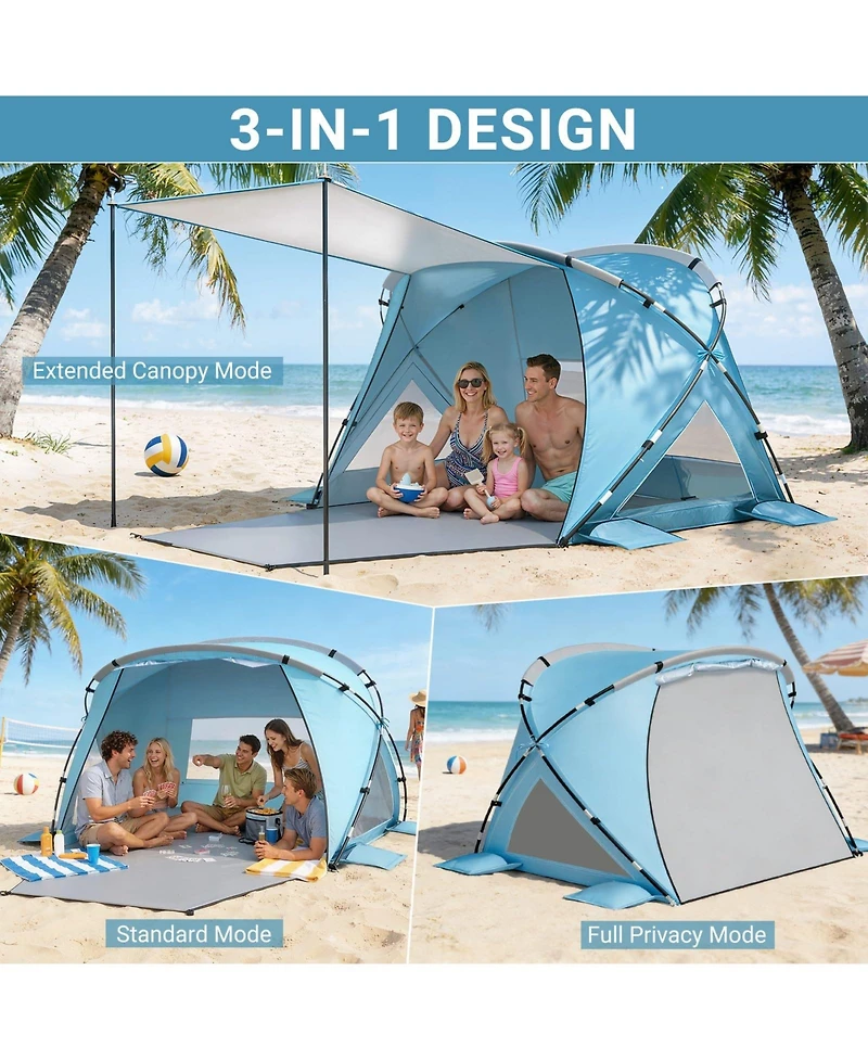 Aofar Beach Tent Sun Shelter Pop Up Upf 50+ Uv Protection Portable Waterproof Family Cabana Shade