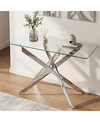 Slickblue Modern Glass Console Table with Clear Tempered Glass Top