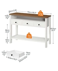 Slickblue Entryway Console Table 45.3 Inch with 3 Drawers and Storage Shelving