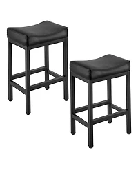 Slickblue Set of 2 Pu Leather Counter Bar Stools 25 Inch Saddle Seat