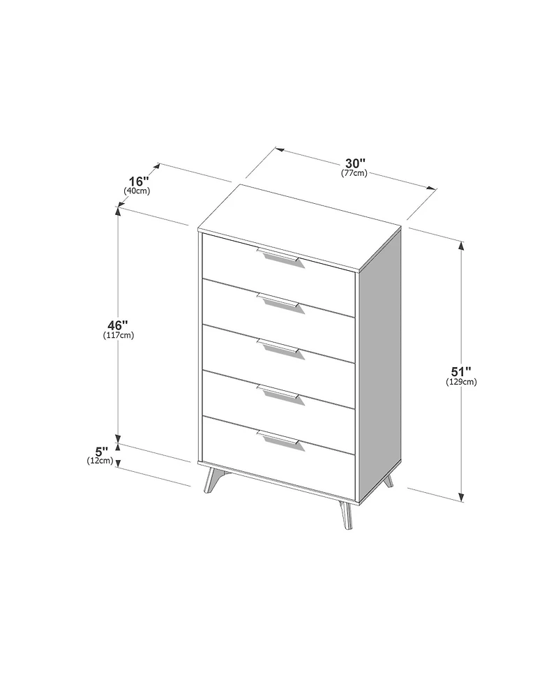 Plank+Beam Haven 5 Drawer Dresser with Handle
