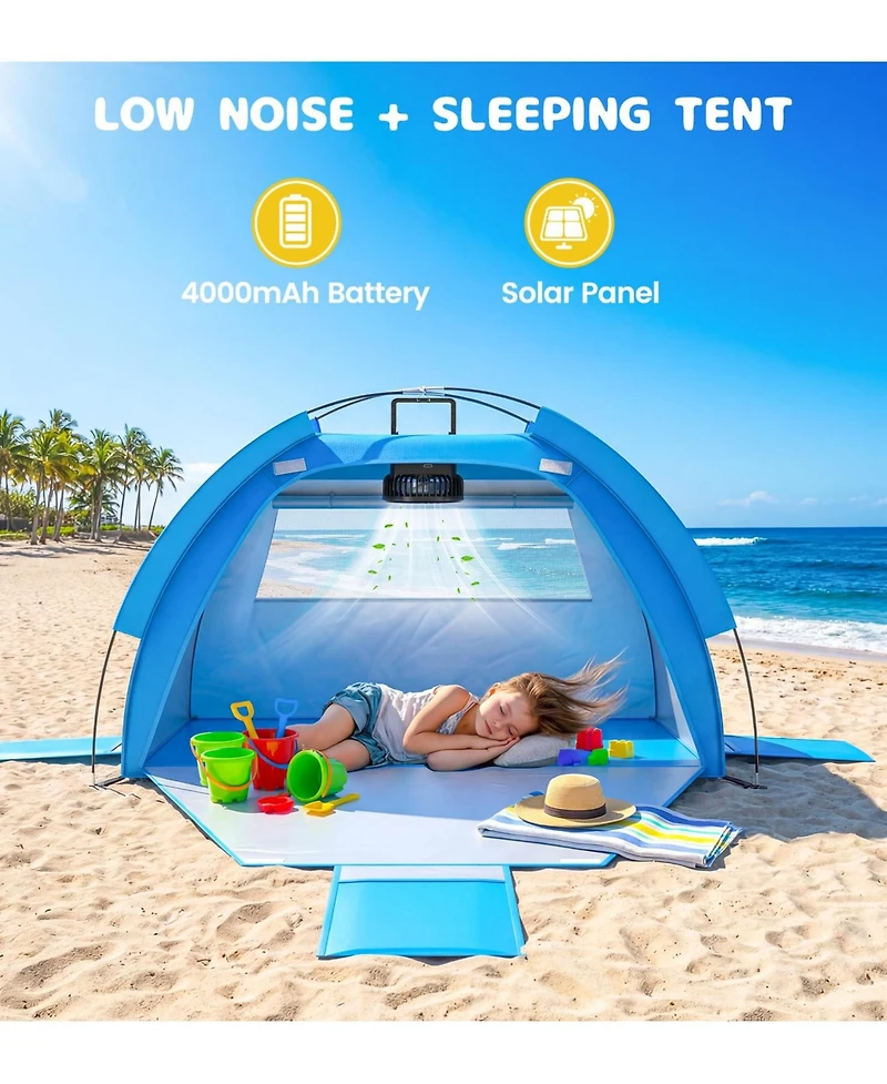 Aofar Beach Tent Solar Fan Anti-uv Sun Shelter Portable Shade Play Ceiling