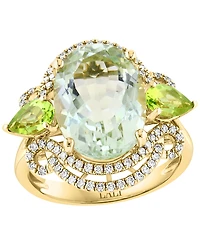 Lali Jewels Green Amethyst (5.44 ct. t.w.) & Peridot (0.97 ct. t.w.) Ring in 14k Yellow Gold