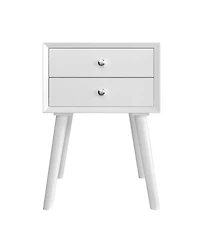 Costway End Table with Drawers and Storage Wooden Mid-Century Accent Side