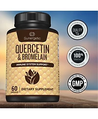 Sunergetic Quercetin and Bromelain Supplement 1,000 Milligram Quercetin Per Serving 60 Capsules